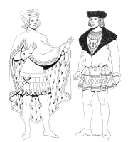 A coloring page of renaissance clothing